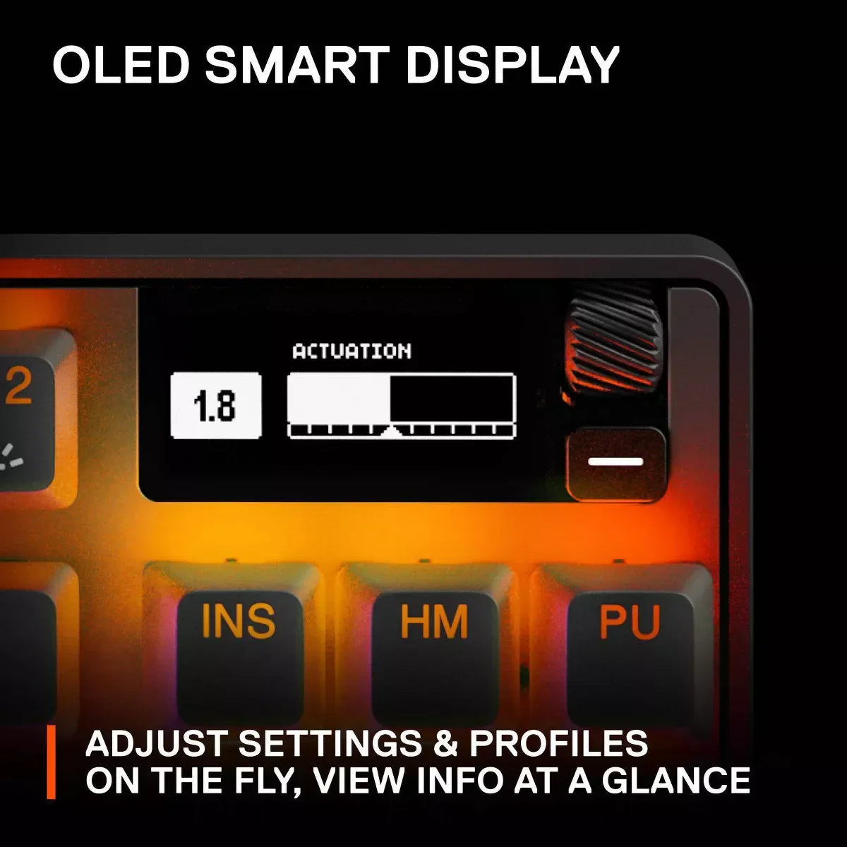 SteelSeries Apex Pro TKL Wireless mechanical gaming keyboard with OLED smart display.