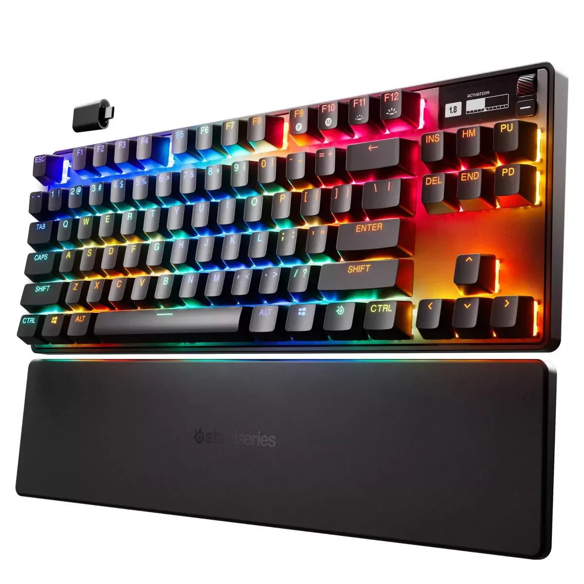 SteelSeries Apex Pro TKL Wireless mechanical gaming keyboard with OLED smart display.